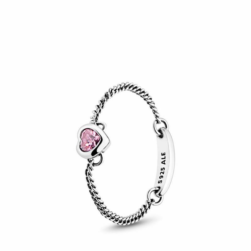 Pandora Spirited Heart Stackable Ring - Sterling Silver/Pink/Cubic Zirconia - Canada | MC5117DN